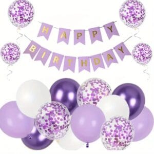 Kit cumpleaños morado ( 14PC )