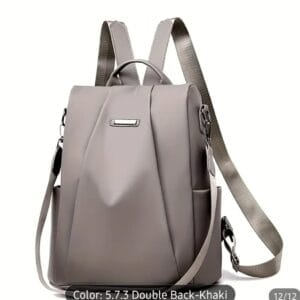 Mochila Antirrobo Convertible 2 en 1 – Backpack + Crossbody con Correa Ajustable (Khaki/Gris)
