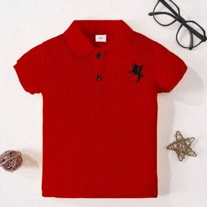 Polo infantil rojo con cuello