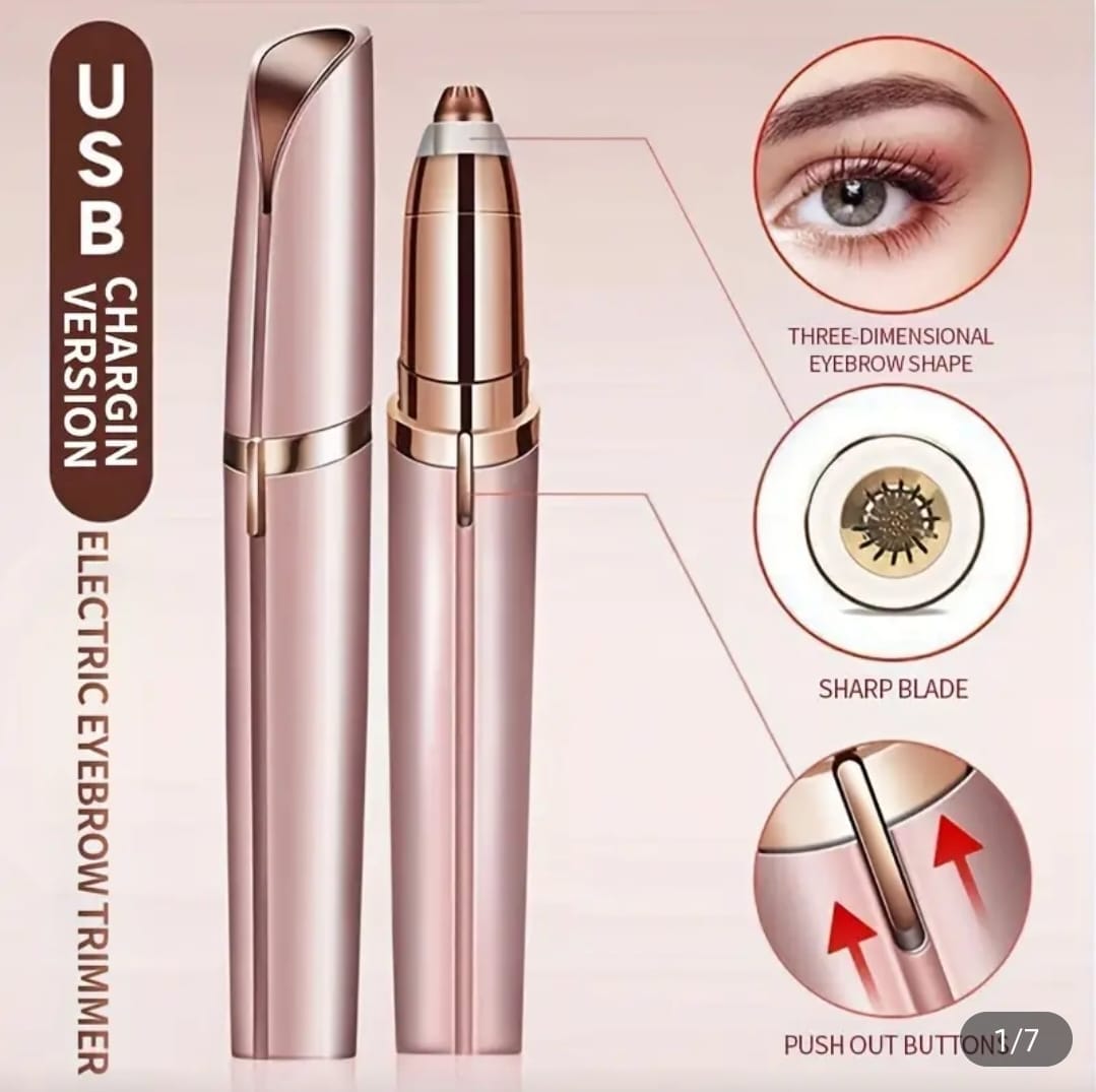 Recortador Eléctrico de Cejas Recargable USB – Depilador/Trimmer de Precisión (Rose Gold)