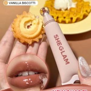 SHEGLAM “Vanilla Biscotti” – Lip Oil/Gloss con Aplicador Roll-On (Nude Vainilla)