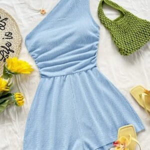 Enterizo celeste de un hombro ( M )