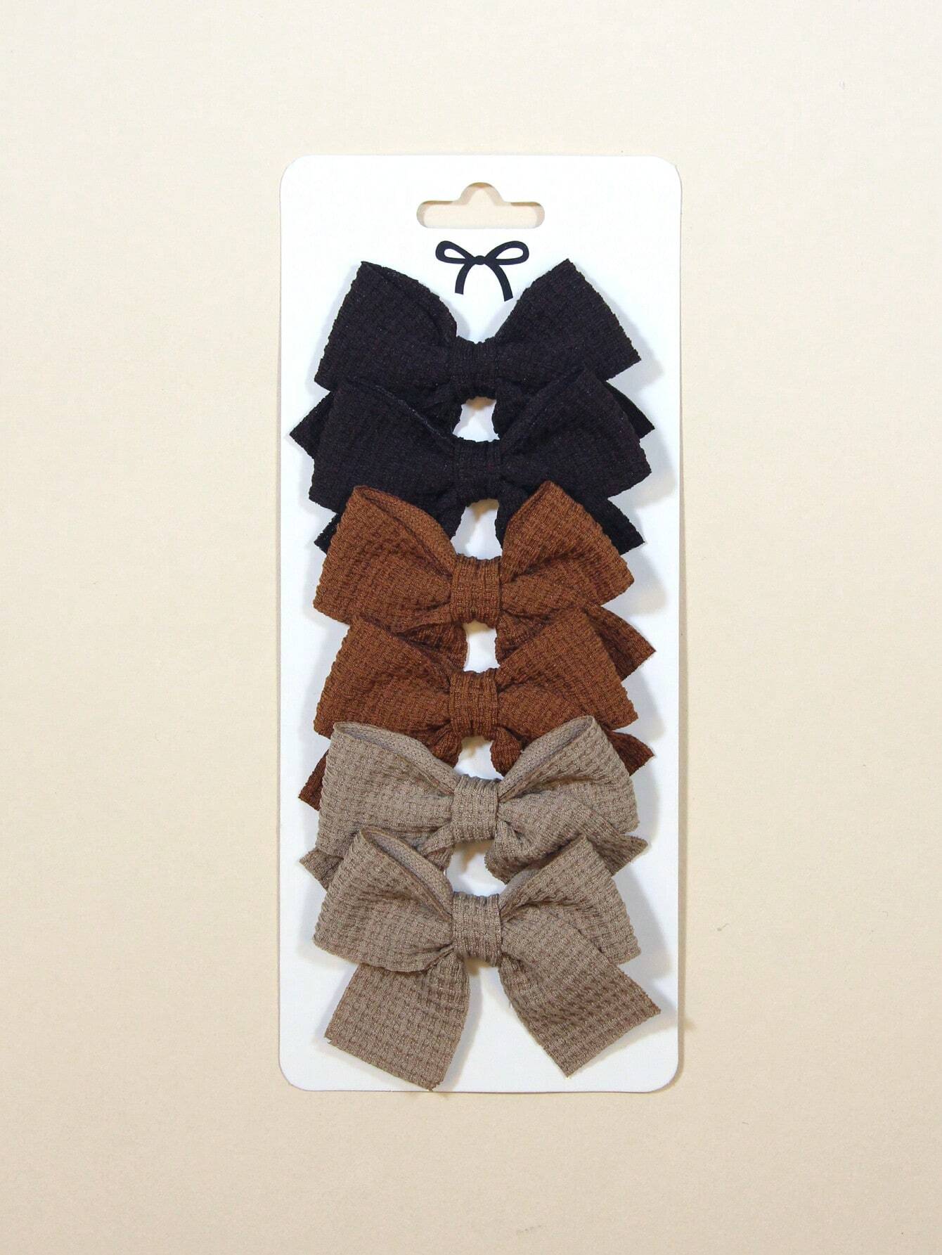 Set de 6 Moños para el Cabello – Clips/Broches en Tonos Neutros