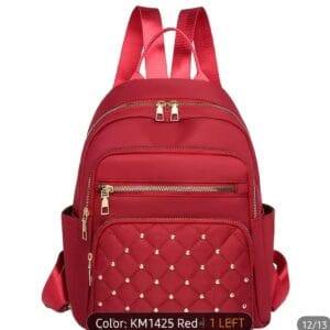 Mochila Casual para Mujer con Tachuelas – Multibolsillos y Cierres Dorados