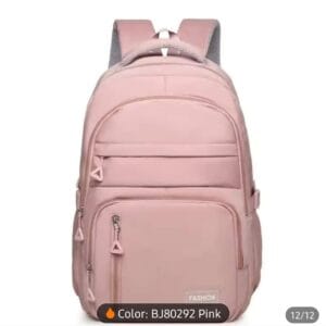 Mochila Escolar/Universitaria con Múltiples Compartimentos – Backpack Casual para Laptop (Rosa)