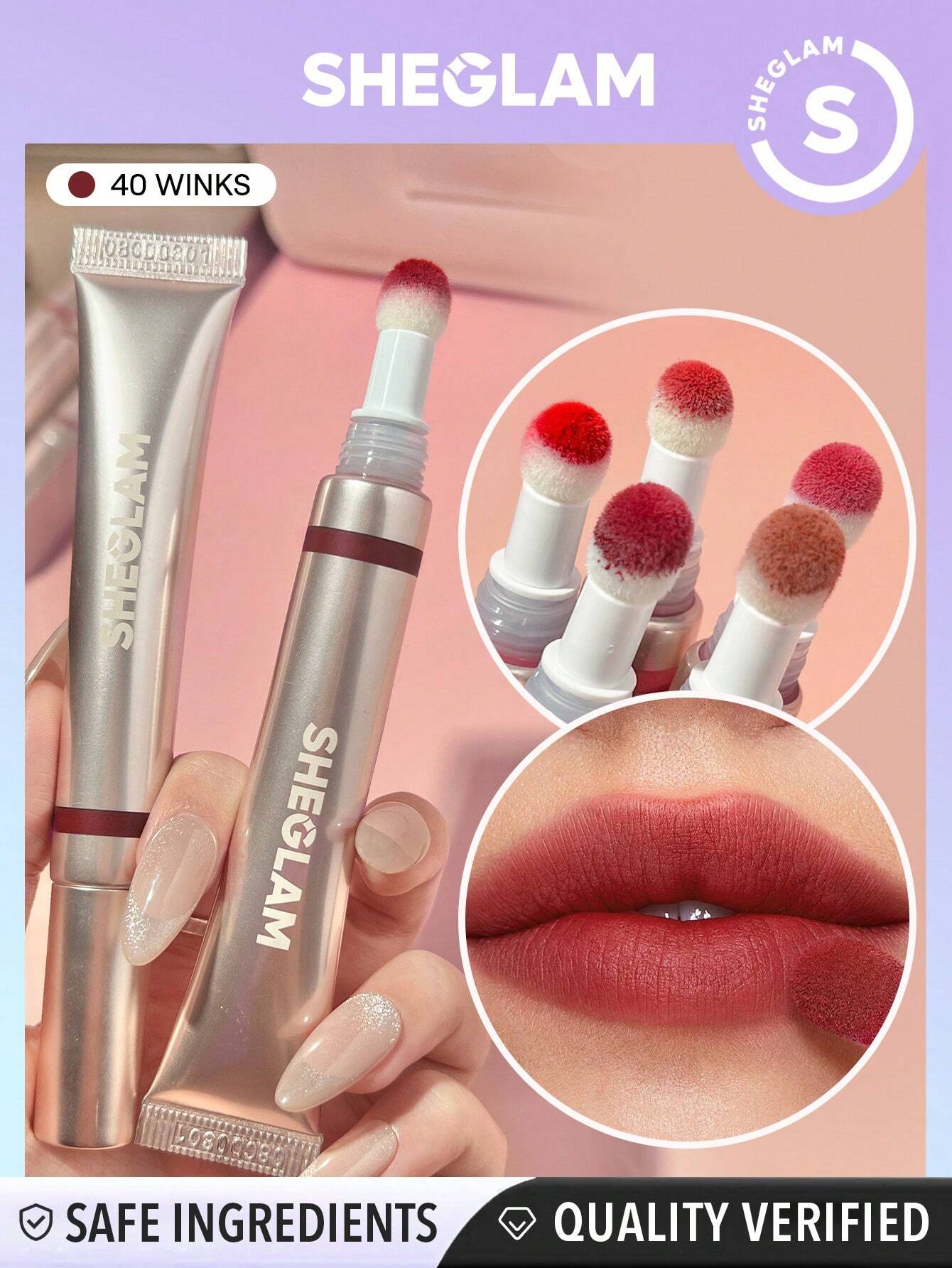 SHEGLAM “40 Winks” – Tinta/Gloss para Labios con Aplicador Esponja (Efecto Difuminado)
